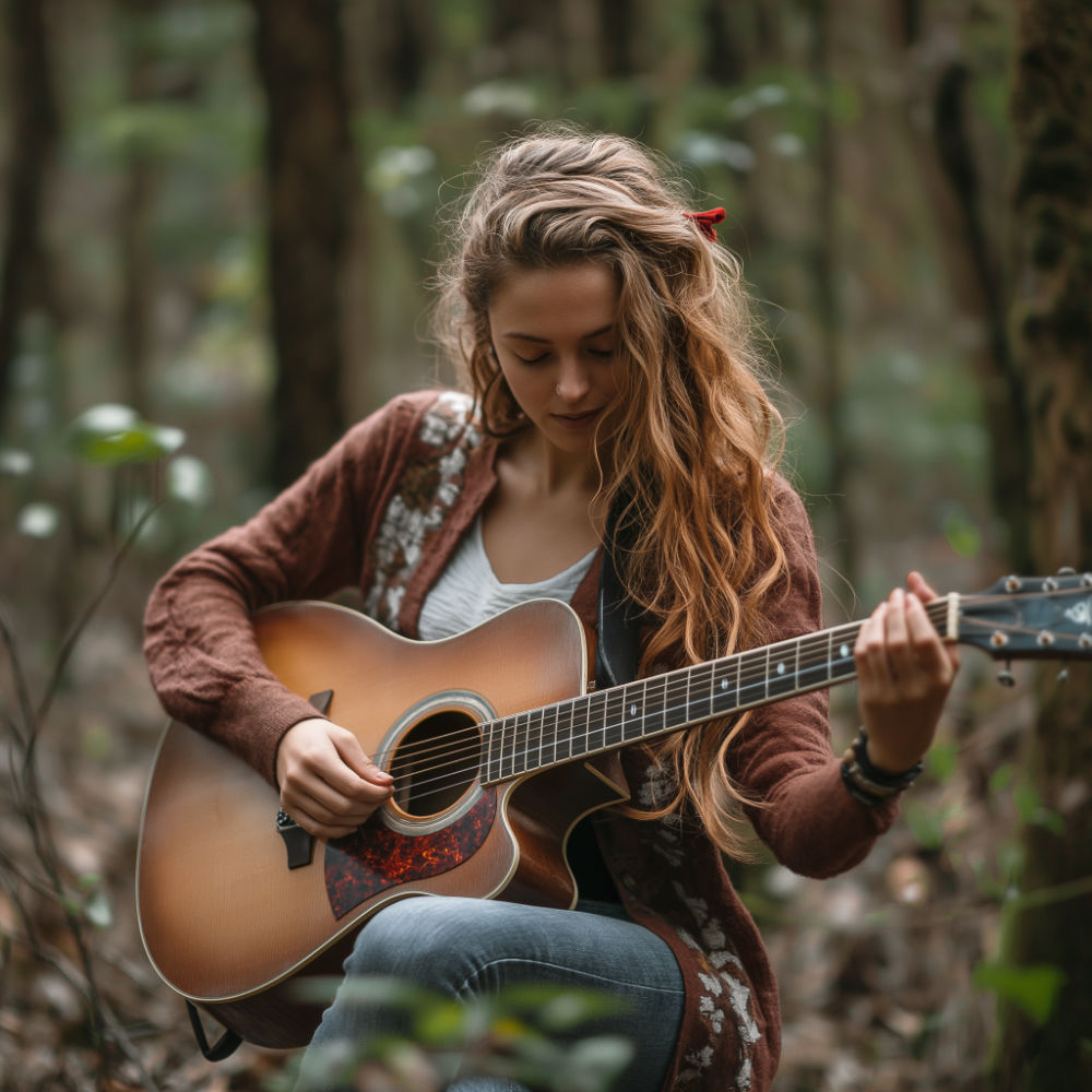 Woman playing guitar