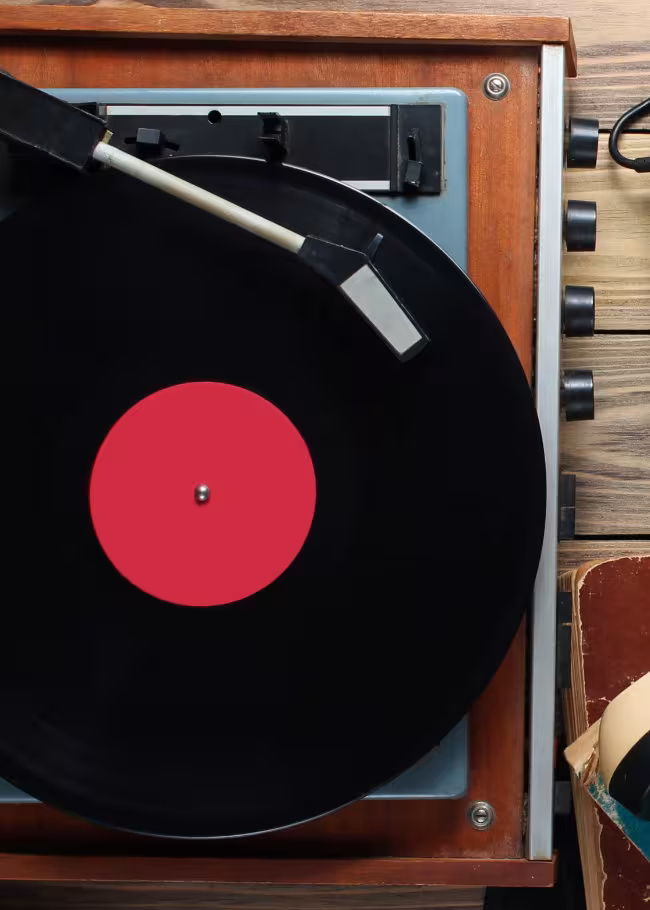 Record on Turntable